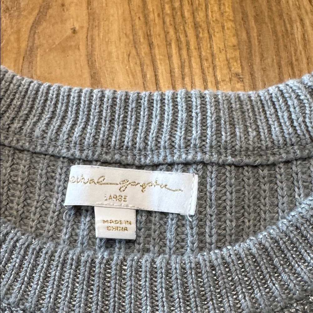 Gray Metallic Ribbed Spiritual Gangster Sweater Size Large. - Picture 2 of 3